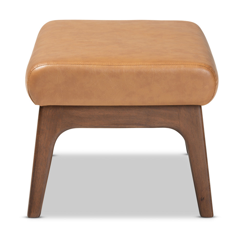 Baxton Studio - Bianca Ottoman in Tan/Walnut Brown - Bianca-Tan/Walnut Brown-Otto view 3