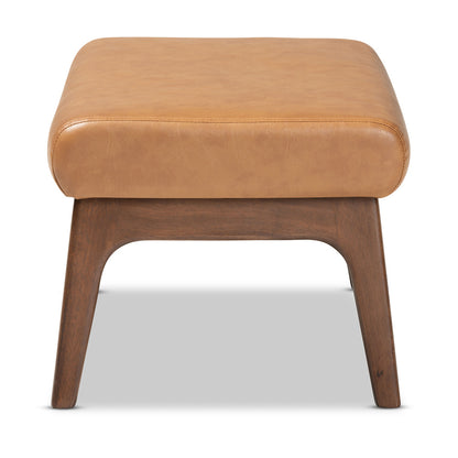 Baxton Studio - Bianca Ottoman in Tan/Walnut Brown - Bianca-Tan/Walnut Brown-Otto view 3