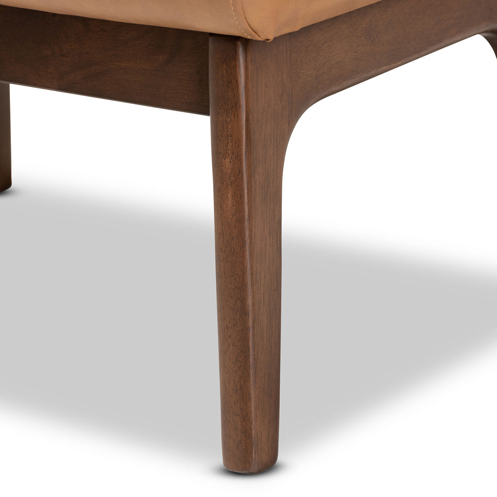 Baxton Studio - Bianca Ottoman in Tan/Walnut Brown - Bianca-Tan/Walnut Brown-Otto view 5