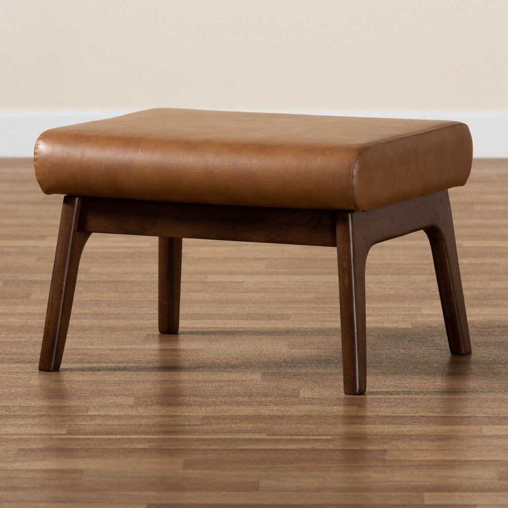 Baxton Studio - Bianca Ottoman in Tan/Walnut Brown - Bianca-Tan/Walnut Brown-Otto view 8