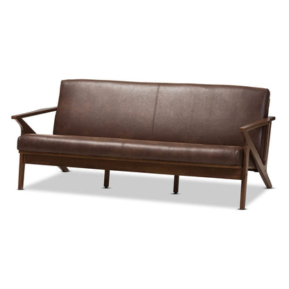 Baxton Studio - Bianca Sofa in Dark Brown/"Walnut" Brown - Bianca-Dark Brown/Walnut Brown-SF view 1
