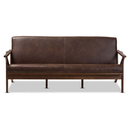 Baxton Studio - Bianca Sofa in Dark Brown/"Walnut" Brown - Bianca-Dark Brown/Walnut Brown-SF view 2