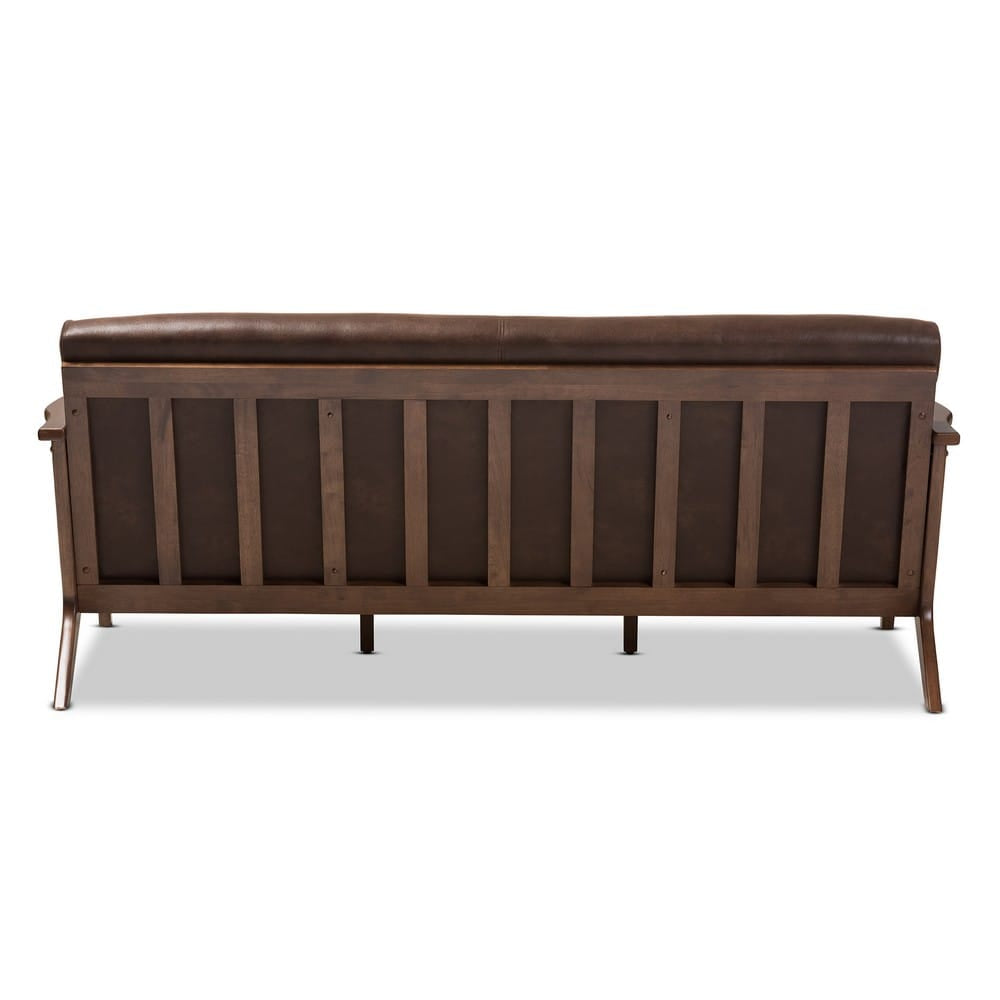 Baxton Studio - Bianca Sofa in Dark Brown/"Walnut" Brown - Bianca-Dark Brown/Walnut Brown-SF view 3