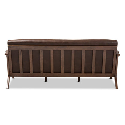 Baxton Studio - Bianca Sofa in Dark Brown/"Walnut" Brown - Bianca-Dark Brown/Walnut Brown-SF view 3