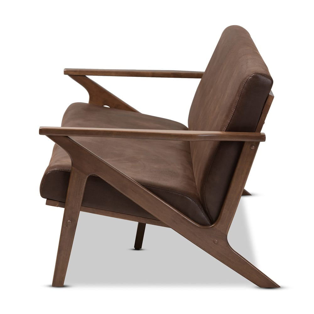 Baxton Studio - Bianca Sofa in Dark Brown/"Walnut" Brown - Bianca-Dark Brown/Walnut Brown-SF view 4