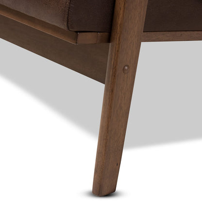 Baxton Studio - Bianca Sofa in Dark Brown/"Walnut" Brown - Bianca-Dark Brown/Walnut Brown-SF view 5