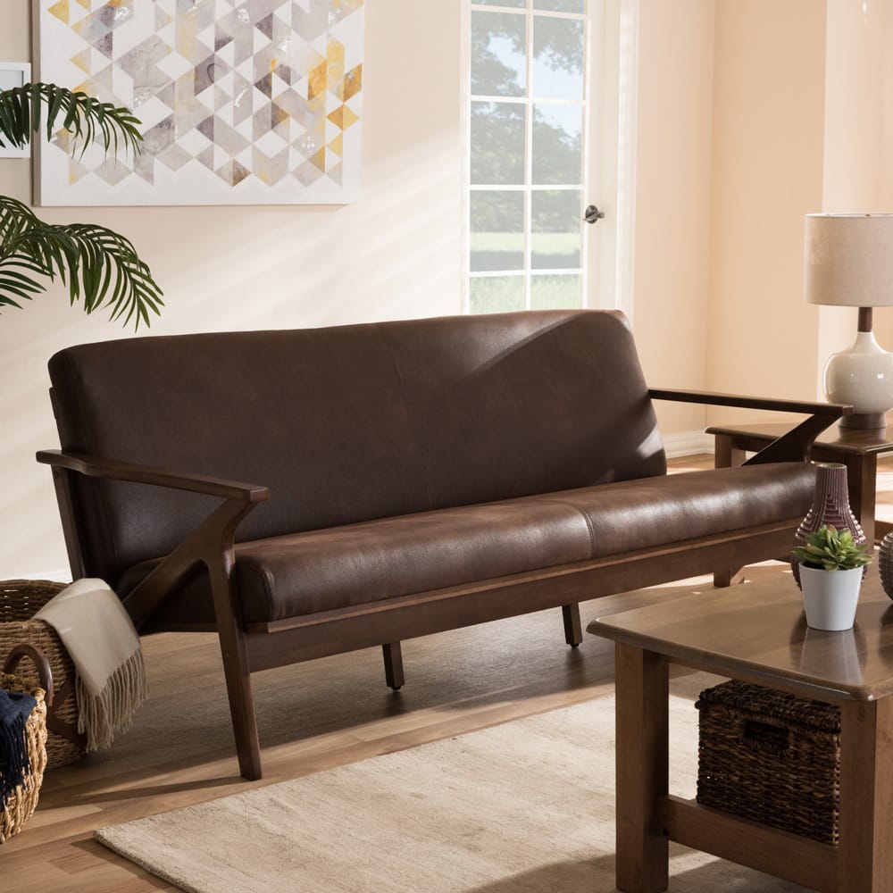 Baxton Studio - Bianca Sofa in Dark Brown/"Walnut" Brown - Bianca-Dark Brown/Walnut Brown-SF view 6