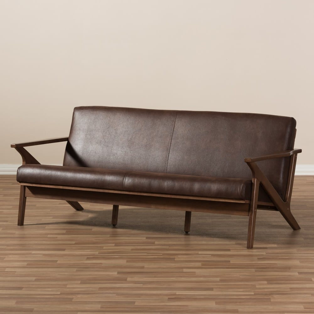 Baxton Studio - Bianca Sofa in Dark Brown/"Walnut" Brown - Bianca-Dark Brown/Walnut Brown-SF view 7