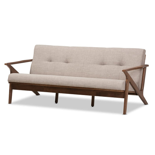Baxton Studio - Bianca Sofa in Light Grey/"Walnut" Brown - Bianca-Light Grey/Walnut Brown-SF view 1