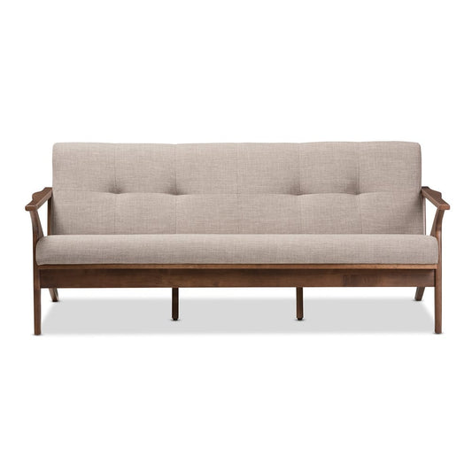 Baxton Studio - Bianca Sofa in Light Grey/"Walnut" Brown - Bianca-Light Grey/Walnut Brown-SF view 2