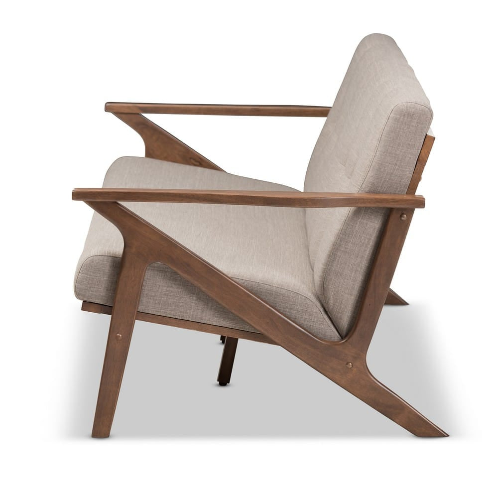 Baxton Studio - Bianca Sofa in Light Grey/"Walnut" Brown - Bianca-Light Grey/Walnut Brown-SF view 3