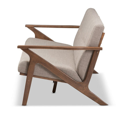 Baxton Studio - Bianca Sofa in Light Grey/"Walnut" Brown - Bianca-Light Grey/Walnut Brown-SF view 3