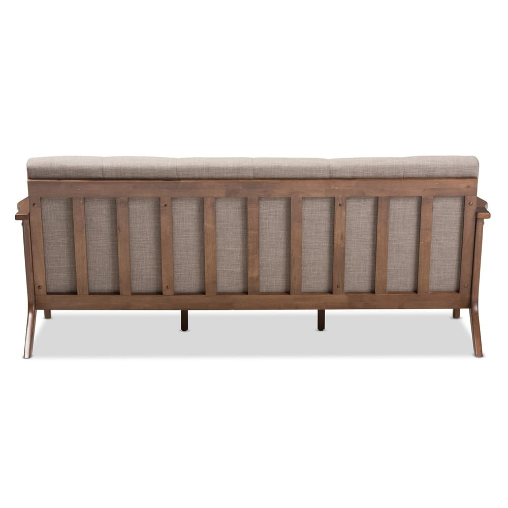 Baxton Studio - Bianca Sofa in Light Grey/"Walnut" Brown - Bianca-Light Grey/Walnut Brown-SF view 4