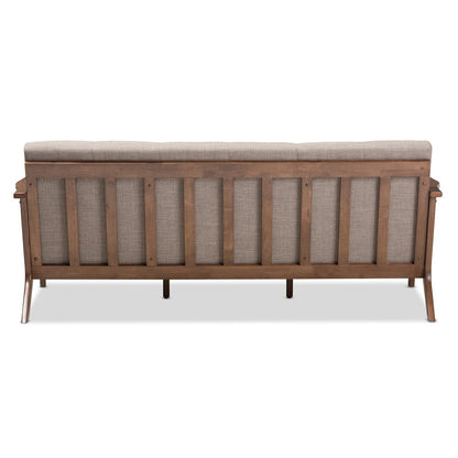 Baxton Studio - Bianca Sofa in Light Grey/"Walnut" Brown - Bianca-Light Grey/Walnut Brown-SF view 4