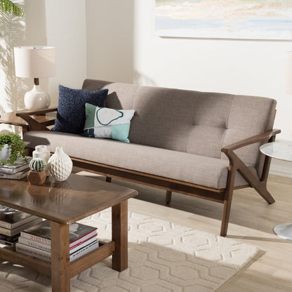 Baxton Studio - Bianca Sofa in Light Grey/"Walnut" Brown - Bianca-Light Grey/Walnut Brown-SF view 8