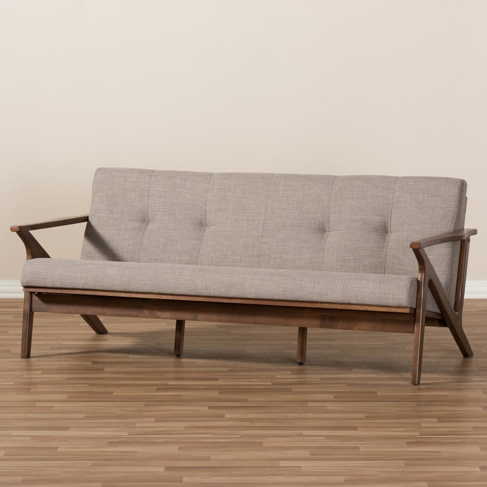 Baxton Studio - Bianca Sofa in Light Grey/"Walnut" Brown - Bianca-Light Grey/Walnut Brown-SF view 9