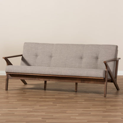 Baxton Studio - Bianca Sofa in Light Grey/"Walnut" Brown - Bianca-Light Grey/Walnut Brown-SF view 9