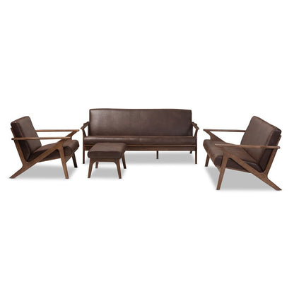 Baxton Studio - Bianca Sofa Set in Dark Brown/"Walnut" Brown - Bianca-Dark Brown/Walnut Brown-4PC-Set view 1