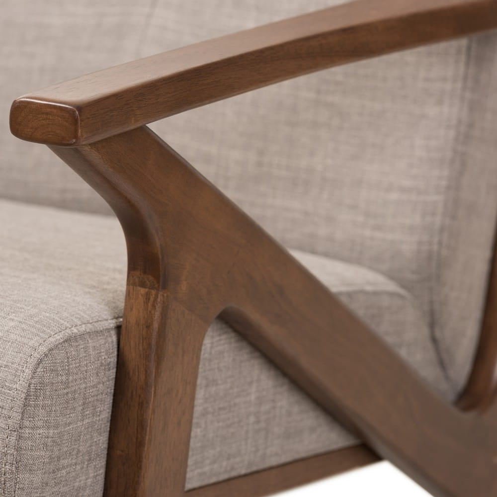 Baxton Studio - Bianca Sofa Set in Light Grey/"Walnut" Brown - Bianca-Light Grey/Walnut Brown-4PC-Set view 3