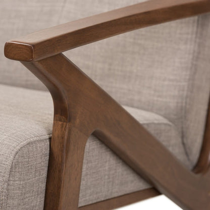 Baxton Studio - Bianca Sofa Set in Light Grey/"Walnut" Brown - Bianca-Light Grey/Walnut Brown-4PC-Set view 3