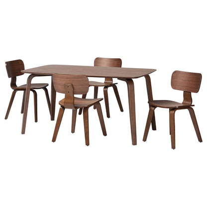 Baxton Studio - Billie Dining Set in Walnut Brown - Billie-Walnut-5PC Dining Set view 1