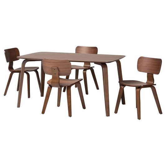 Baxton Studio - Billie Dining Set in Walnut Brown - Billie-Walnut-5PC Dining Set view 1