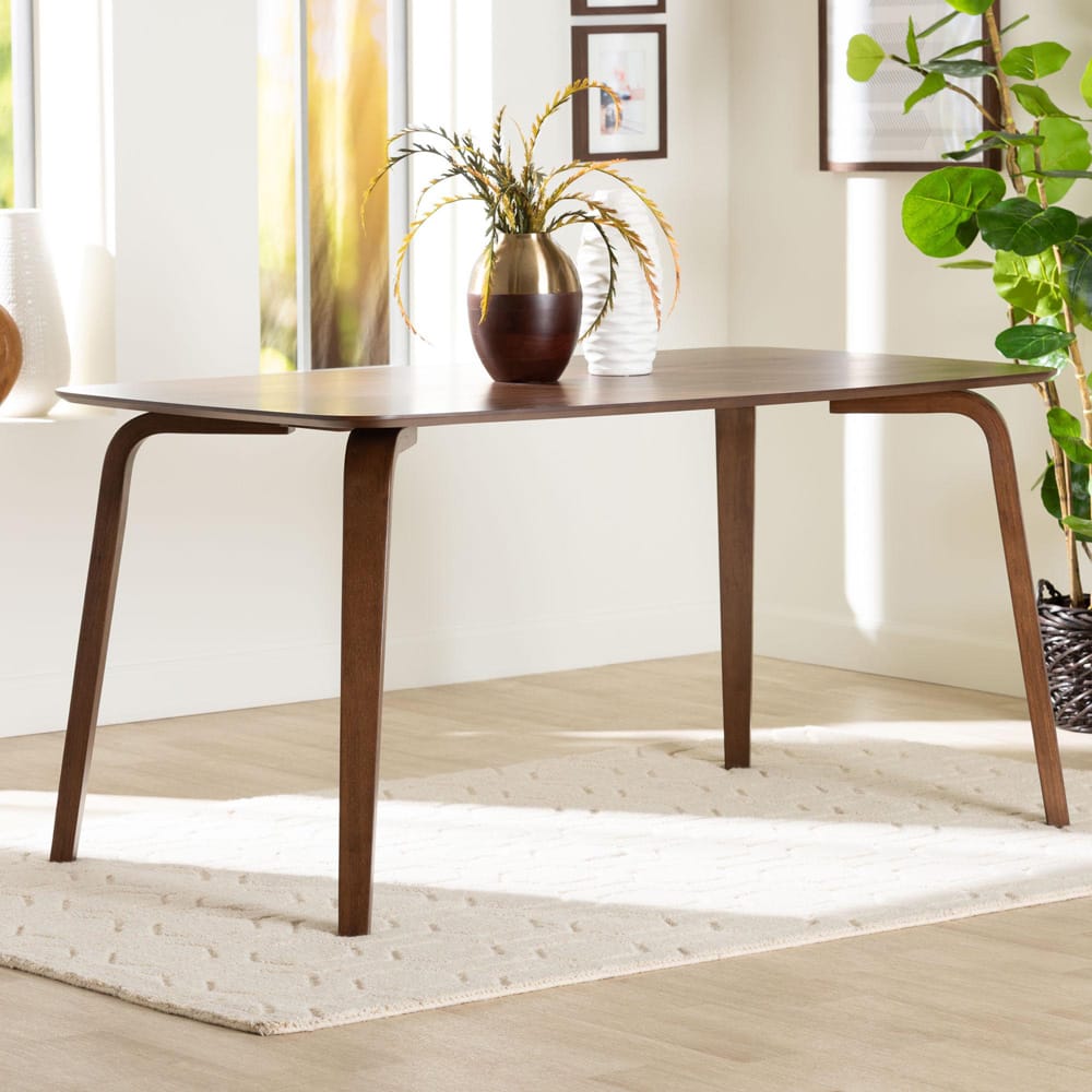 Baxton Studio - Billie Dining Table in Walnut Brown - Billie-Walnut-Rectangle-DT view 6