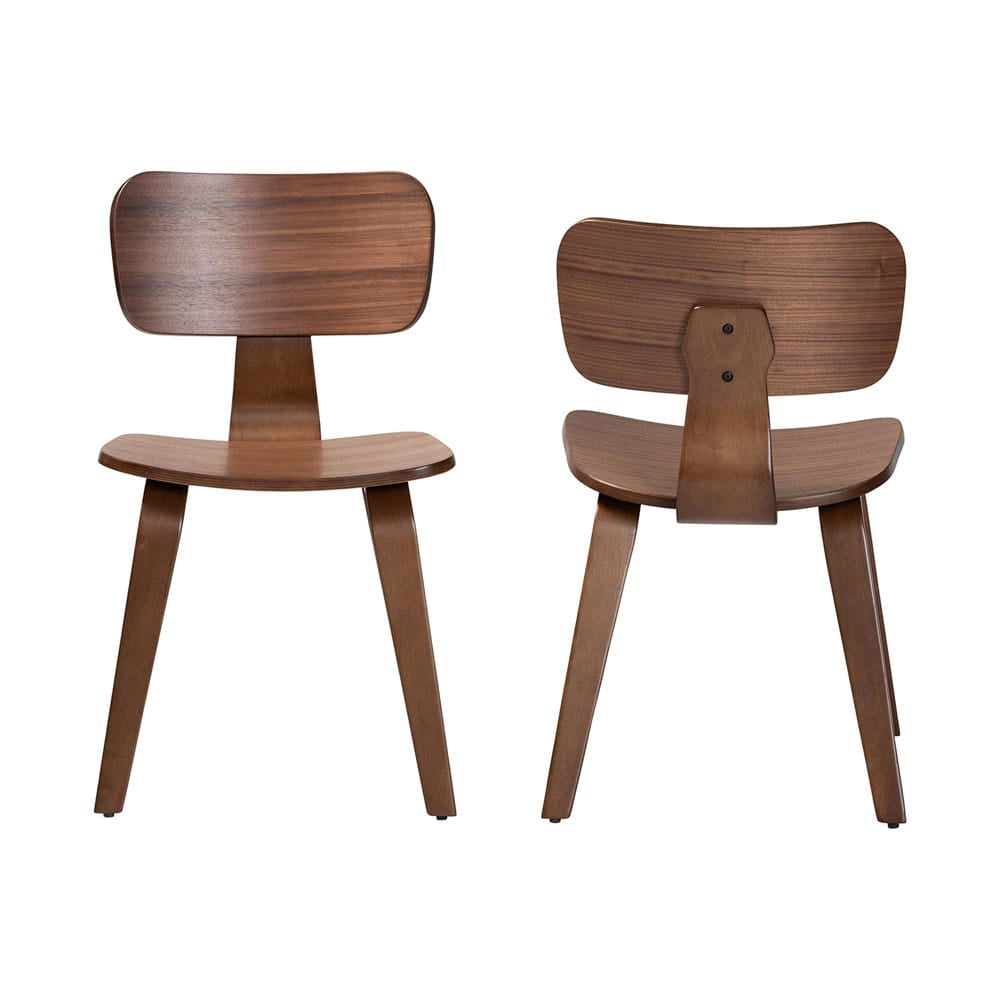 Baxton Studio - Billie Set of 2 Dining Chairs in Walnut Brown - Billie-Walnut-DC view 2