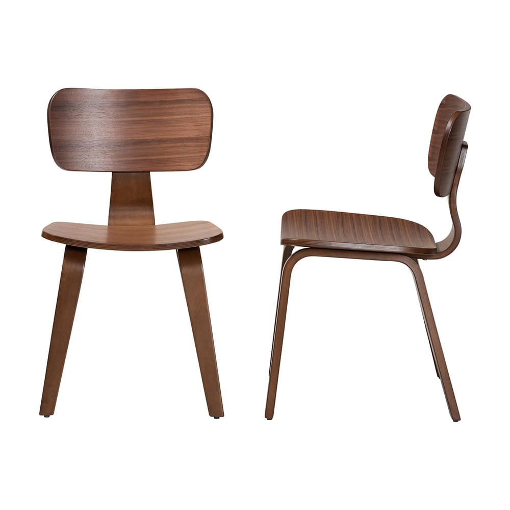 Baxton Studio - Billie Set of 2 Dining Chairs in Walnut Brown - Billie-Walnut-DC view 3