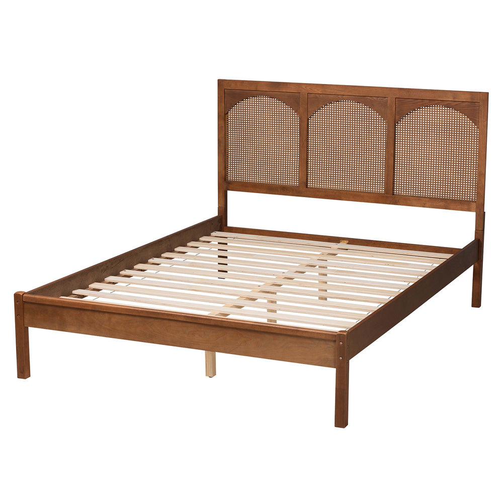 Baxton Studio - Blossom King Size Bed in Ash Walnut - MG0084-Ash Walnut Rattan-King view 3