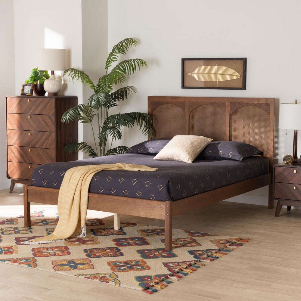 Baxton Studio - Blossom King Size Bed in Ash Walnut - MG0084-Ash Walnut Rattan-King view 7