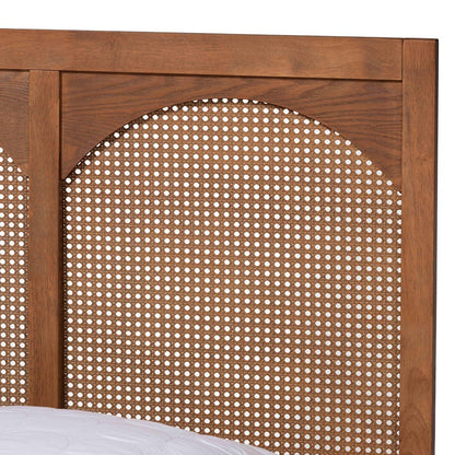 Baxton Studio - Blossom Queen Size Bed in Ash Walnut - MG0084-Ash Walnut Rattan-Queen view 4