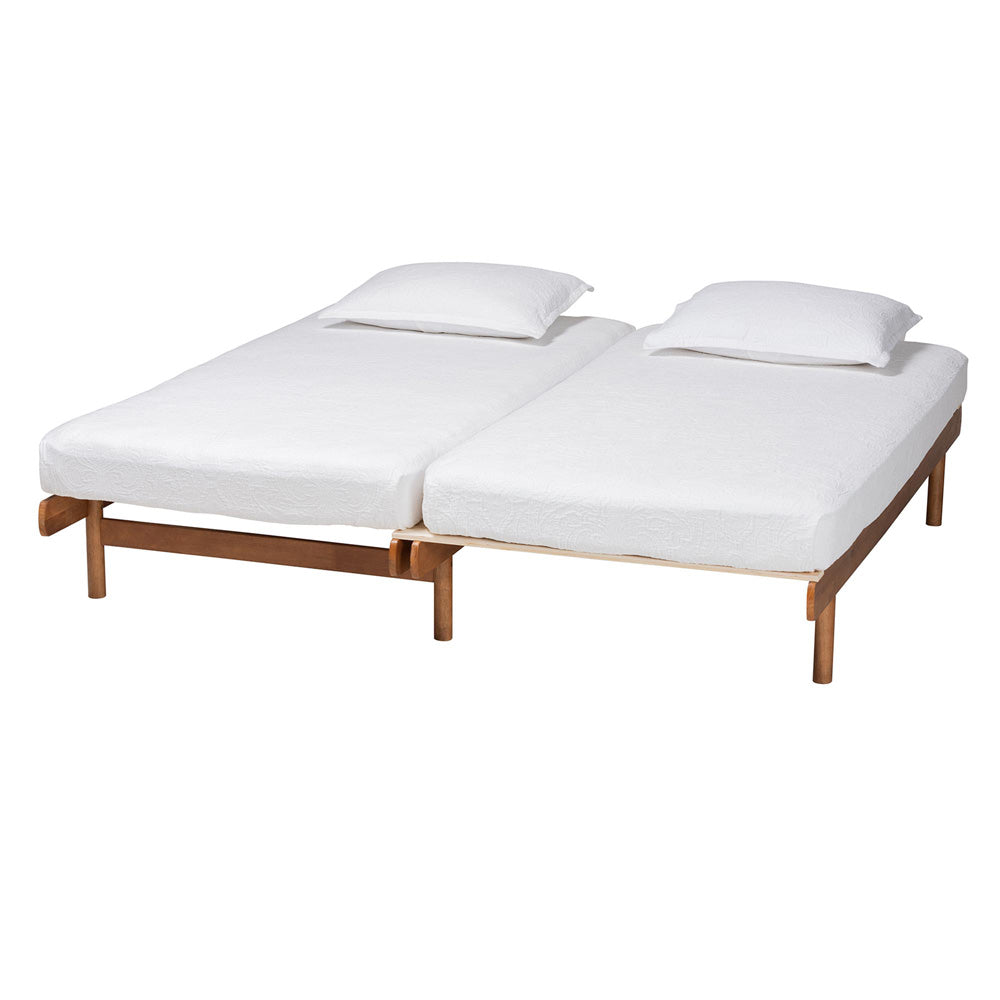 Baxton Studio - Bolivia Expandable Bed Frame in Walnut Brown - MG0036-2-Walnut-Extension Bed view 3