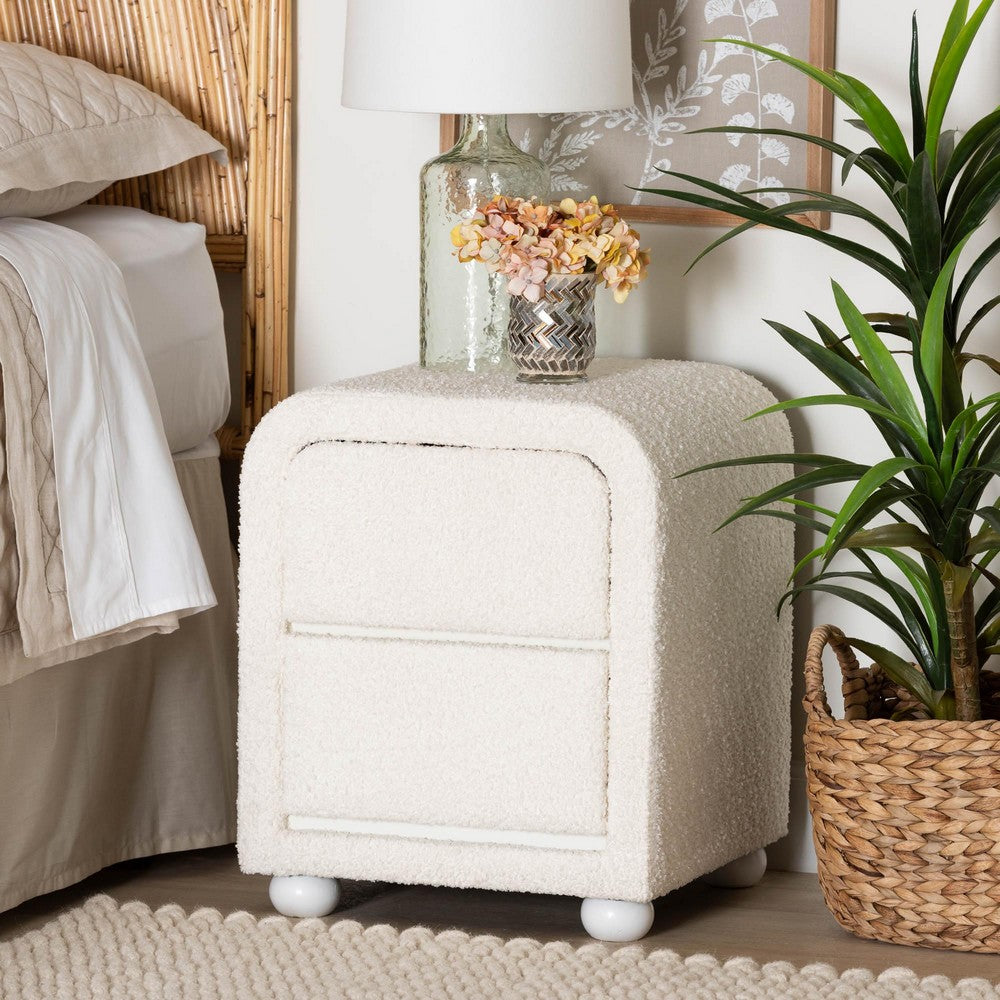 Baxton Studio - Bonilla Nightstand in White - BBT3220.11-White-NS view 7