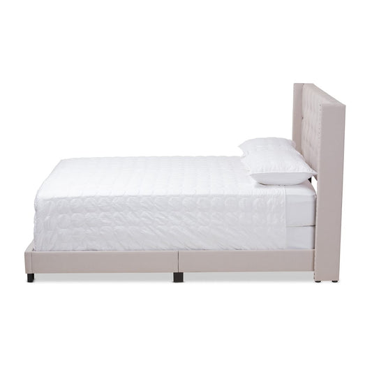 Baxton Studio - Brady King Size Bed in Beige - Brady-Beige-King view 2