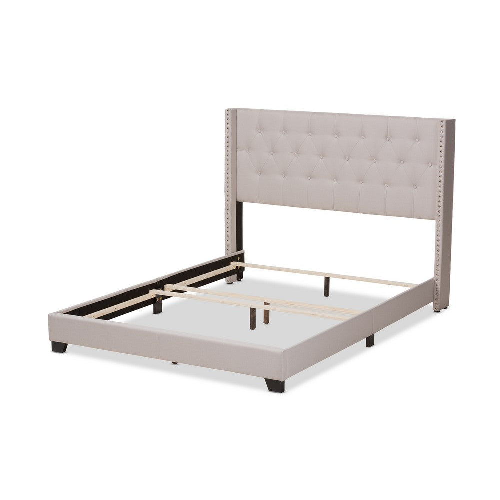 Baxton Studio - Brady King Size Bed in Beige - Brady-Beige-King view 3