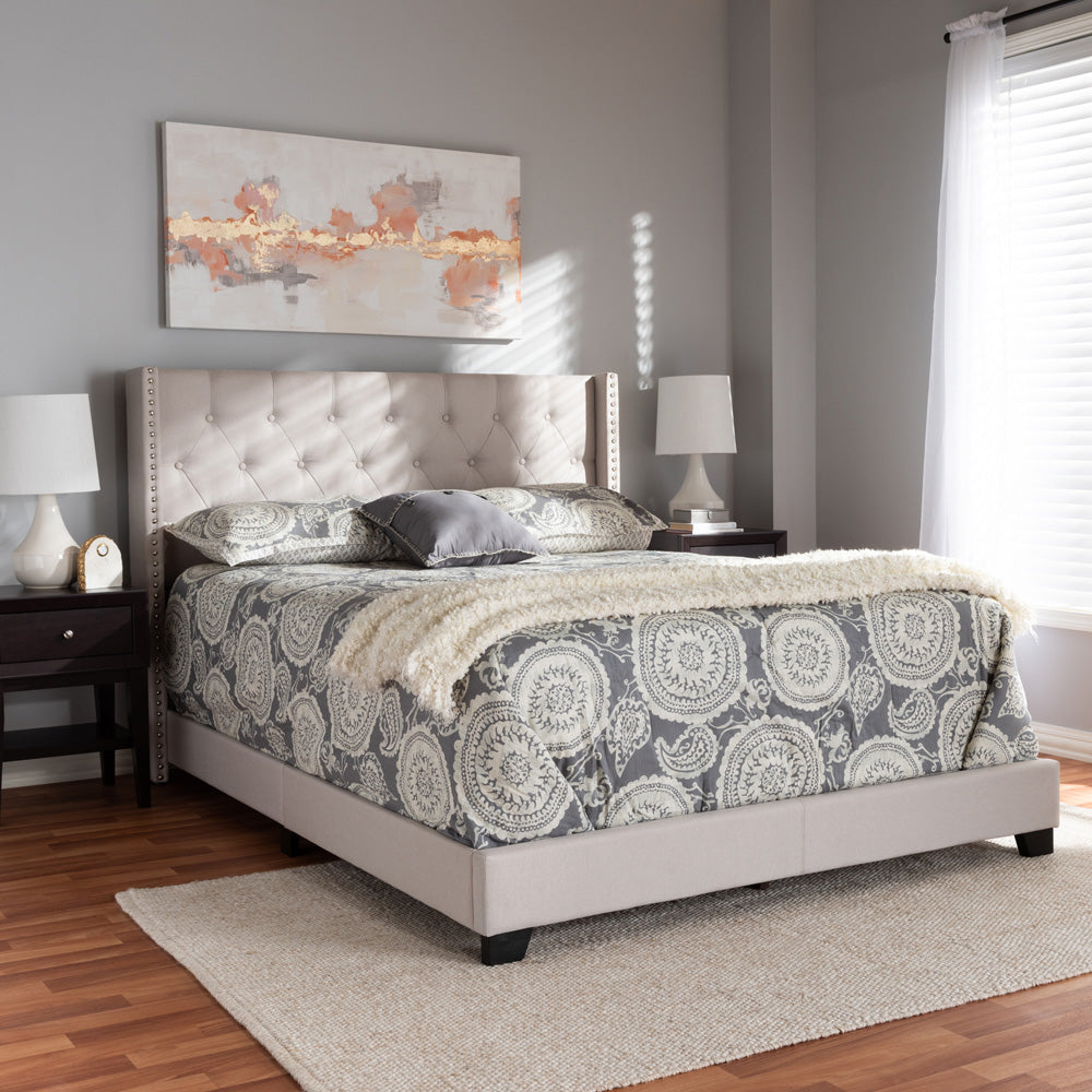 Baxton Studio - Brady King Size Bed in Beige - Brady-Beige-King view 6