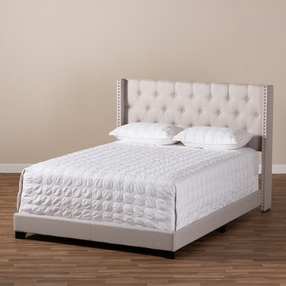 Baxton Studio - Brady King Size Bed in Beige - Brady-Beige-King view 7