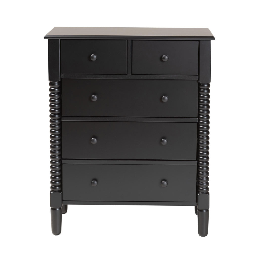 Baxton Studio - Braith Chest in Black - SW8000-88CH5D-Black-Chest view 3