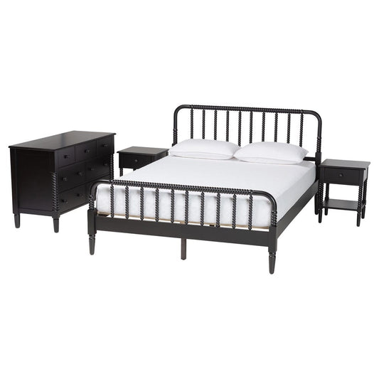 Baxton Studio - Braith King Bedroom Set in Black - Christina-Black-4PC King Bedroom Set view 1