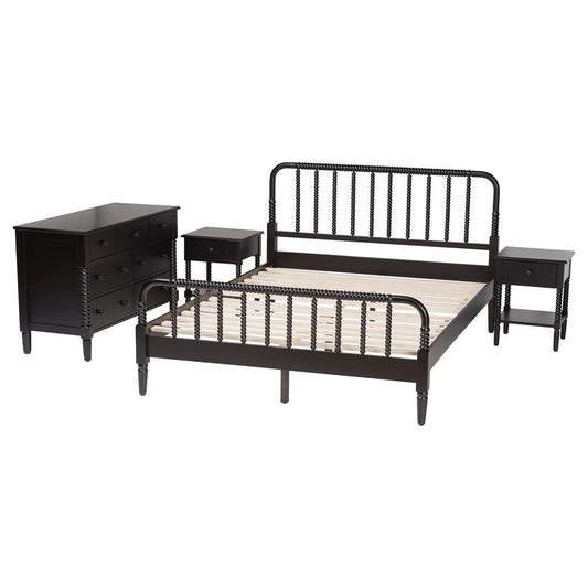 Baxton Studio - Braith King Bedroom Set in Black - Christina-Black-4PC King Bedroom Set view 2