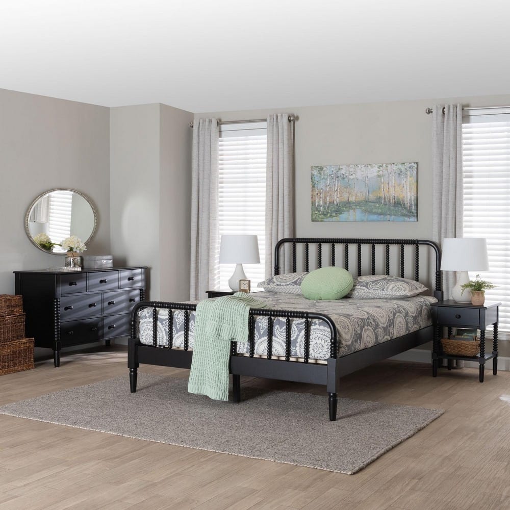 Baxton Studio - Braith King Bedroom Set in Black - Christina-Black-4PC King Bedroom Set view 11