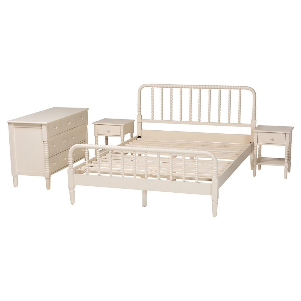 Baxton Studio - Braith King Bedroom Set in Ivory - Christina-Ivory-4PC King Bedroom Set view 2