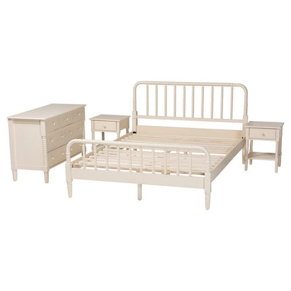 Baxton Studio - Braith King Bedroom Set in Ivory - Christina-Ivory-4PC King Bedroom Set view 2