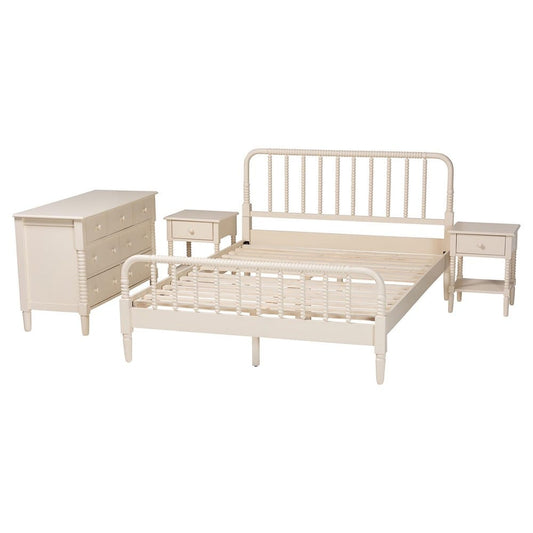 Baxton Studio - Braith King Bedroom Set in Ivory - Christina-Ivory-4PC King Bedroom Set view 2