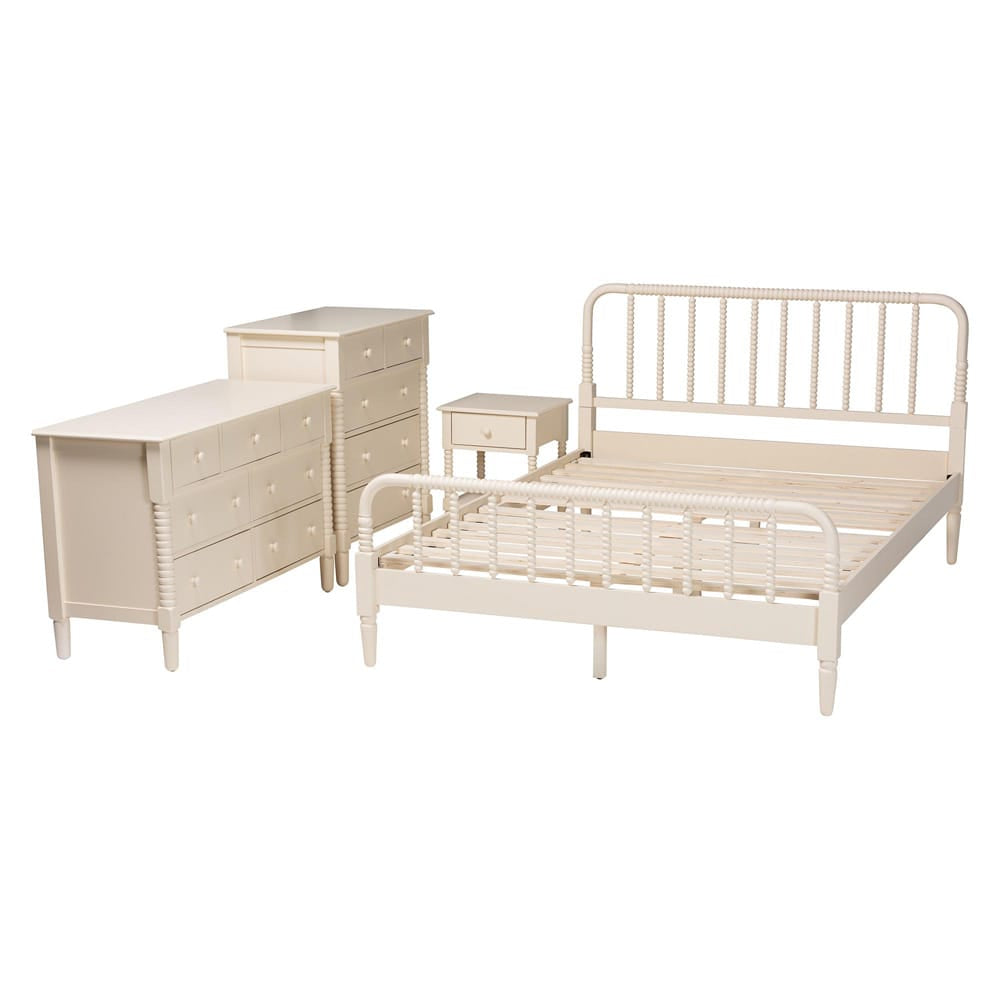 Baxton Studio - Braith King Bedroom Set in Ivory - SW8620-Ivory-4PC King Bedroom Set view 2