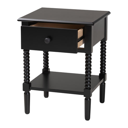 Baxton Studio - Braith Nightstand in Black - SW8000-88NS-Black-NS view 2