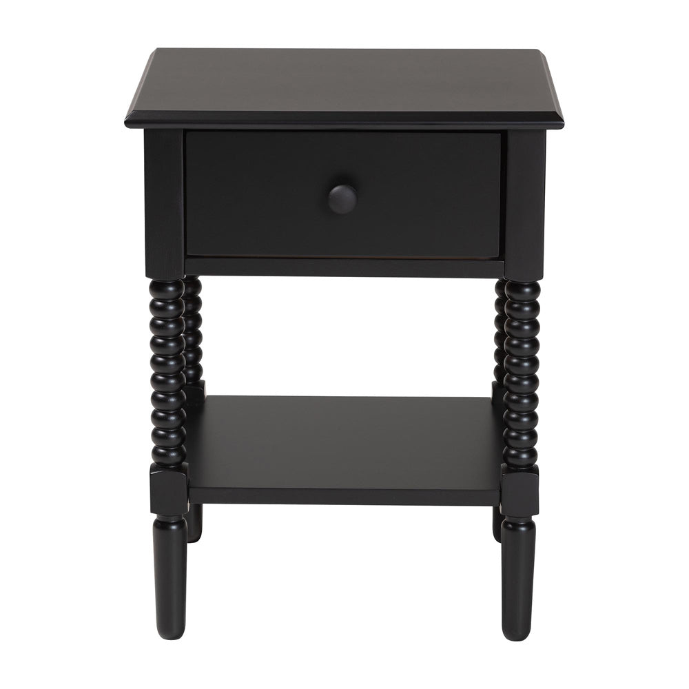 Baxton Studio - Braith Nightstand in Black - SW8000-88NS-Black-NS view 3