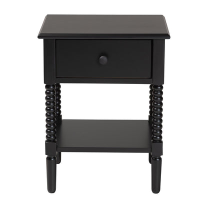 Baxton Studio - Braith Nightstand in Black - SW8000-88NS-Black-NS view 3