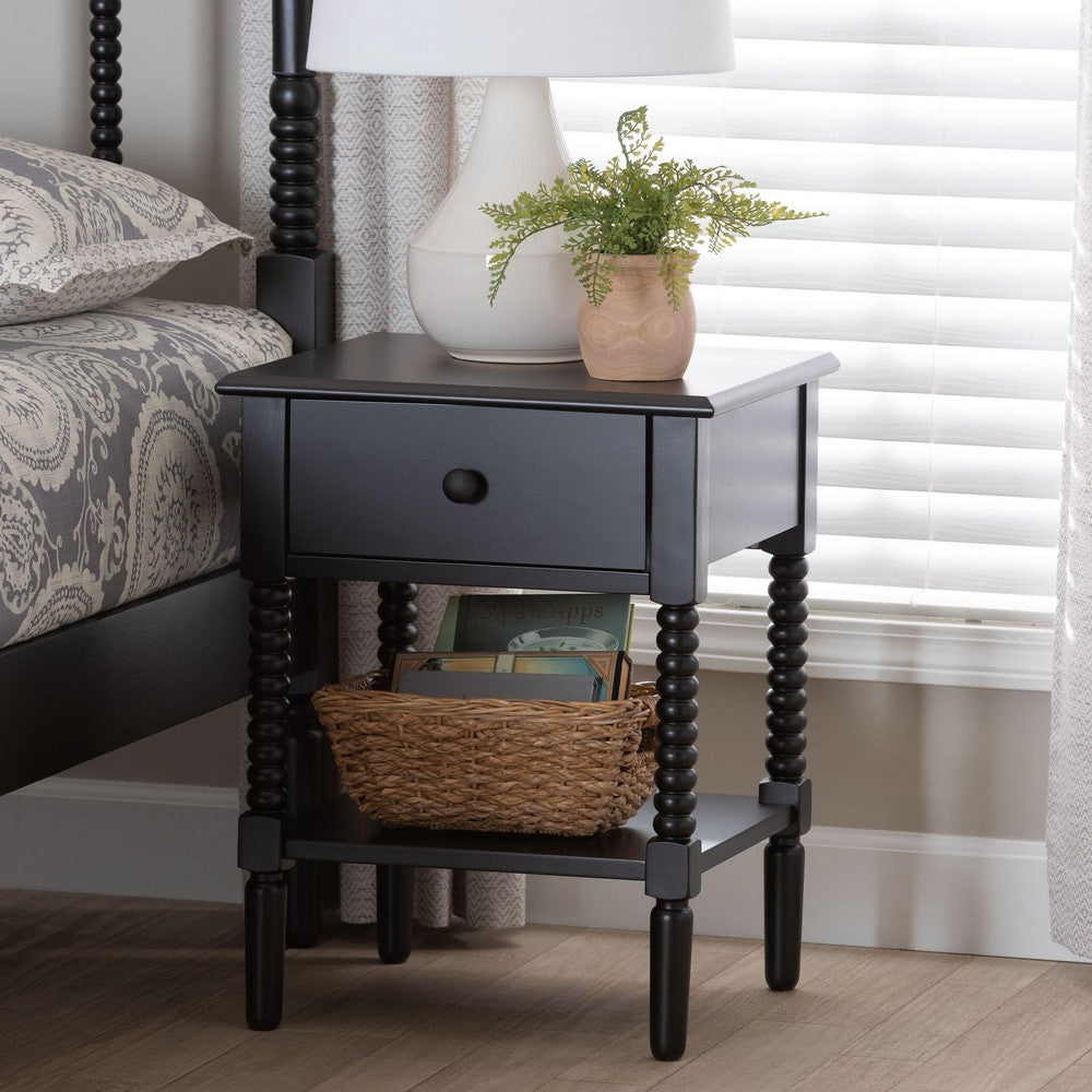 Baxton Studio - Braith Nightstand in Black - SW8000-88NS-Black-NS view 8